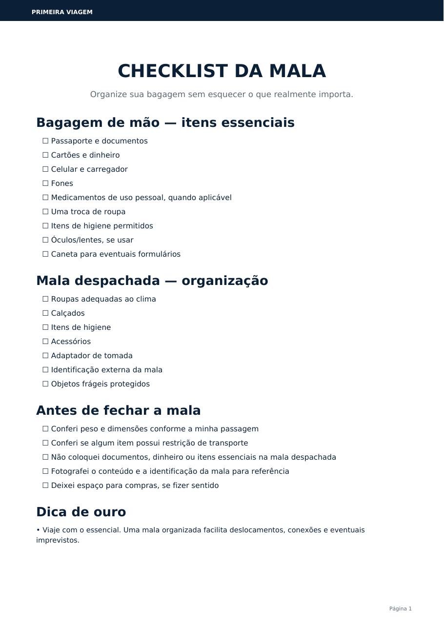 Bônus 02 — Checklist da mala